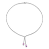 Thumbnail Image 0 of Le Vian Couture Natural Rectangle-Cut Pink Sapphire Dangle Necklace 1-1/3 ct tw Diamonds 18K Two-Tone Gold