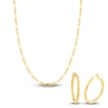 Thumbnail Image 1 of Figaro Chain Necklace & Hoop Earring Set 14K Yellow Gold 3.9mm