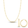 Thumbnail Image 2 of Figaro Chain Necklace & Hoop Earring Set 14K Yellow Gold 3.9mm