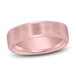 Matte Sandblasted Wedding Band 14K Rose Gold 7mm