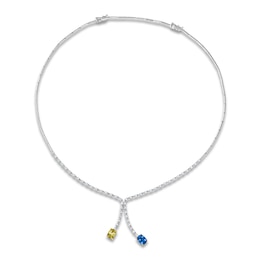 Le Vian Couture Cushion-Cut Natural Yellow & Blue Sapphire Dangle Necklace 1-1/3 ct tw Diamonds 18K Vanilla Gold