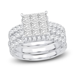 Princess& Round-Cut Diamond Bridal Set 3 ct tw 14K White Gold