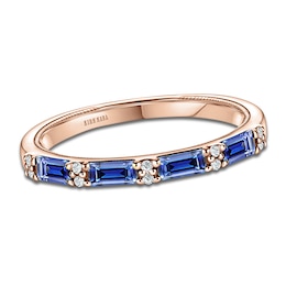 Kirk Kara Natural Sapphire & Diamond Wedding Band 1/20 ct tw 14K Rose Gold