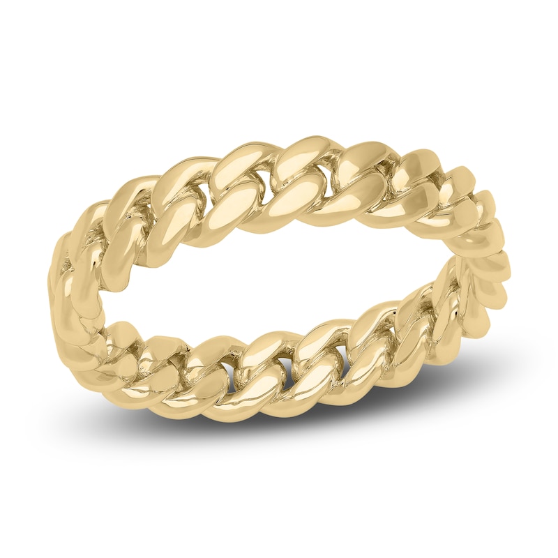 Men's Cuban Link Wedding Band 14K Yellow Gold 5mm