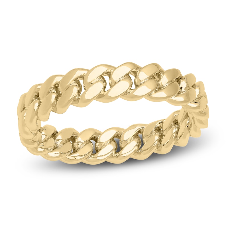 Men's Cuban Link Wedding Band 14K Yellow Gold 5mm