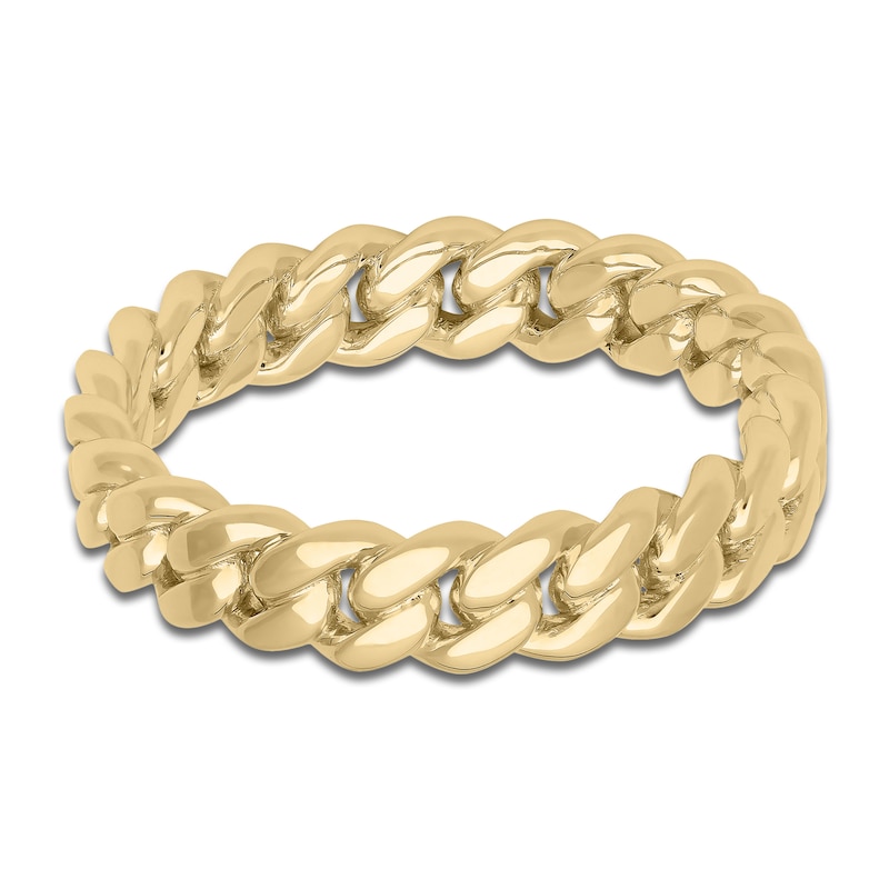 Men's Cuban Link Wedding Band 14K Yellow Gold 5mm