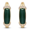 Thumbnail Image 1 of Natural Malachite & Diamond Hoop Earrings 1/8 ct tw 14K Yellow Gold