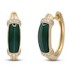 Thumbnail Image 2 of Natural Malachite & Diamond Hoop Earrings 1/8 ct tw 14K Yellow Gold