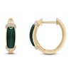 Thumbnail Image 3 of Natural Malachite & Diamond Hoop Earrings 1/8 ct tw 14K Yellow Gold