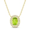 Thumbnail Image 1 of Oval-Cut Natural Peridot & Diamond Halo Necklace 1/10 ct tw 10K Yellow Gold 18&quot;