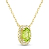 Thumbnail Image 2 of Oval-Cut Natural Peridot & Diamond Halo Necklace 1/10 ct tw 10K Yellow Gold 18&quot;