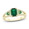 Thumbnail Image 1 of Rectangle-Cut Lab-Created Emerald & Diamond Ring 1/6 ct tw 10K Yellow Gold