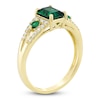 Thumbnail Image 2 of Rectangle-Cut Lab-Created Emerald & Diamond Ring 1/6 ct tw 10K Yellow Gold