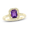 Thumbnail Image 1 of Rectangle-Cut Natural Amethyst & Diamond Ring 1/10 ct tw 10K Yellow Gold