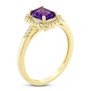 Thumbnail Image 2 of Rectangle-Cut Natural Amethyst & Diamond Ring 1/10 ct tw 10K Yellow Gold