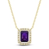 Thumbnail Image 1 of Rectangle-Cut Natural Amethyst & Diamond Necklace 1/10 ct tw 10K Yellow Gold 18&quot;