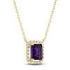 Thumbnail Image 2 of Rectangle-Cut Natural Amethyst & Diamond Necklace 1/10 ct tw 10K Yellow Gold 18&quot;