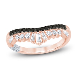 Pnina Tornai Baguette & Round-Cut White & Black Diamond Contour Anniversary Ring 1/2 ct tw 14K Rose Gold