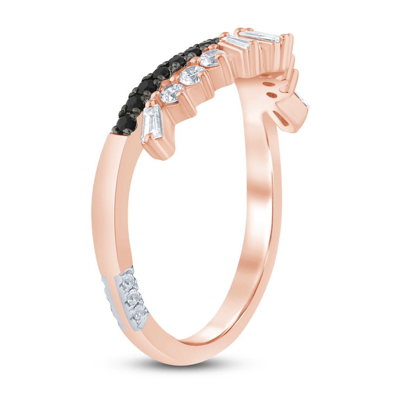 Main Image 2 of Pnina Tornai Baguette & Round-Cut White & Black Diamond Contour Anniversary Ring 1/2 ct tw 14K Rose Gold