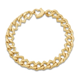 Italia D'Oro Hollow Heart Link Bracelet 8.9mm 14K Yellow Gold 7.5&quot;