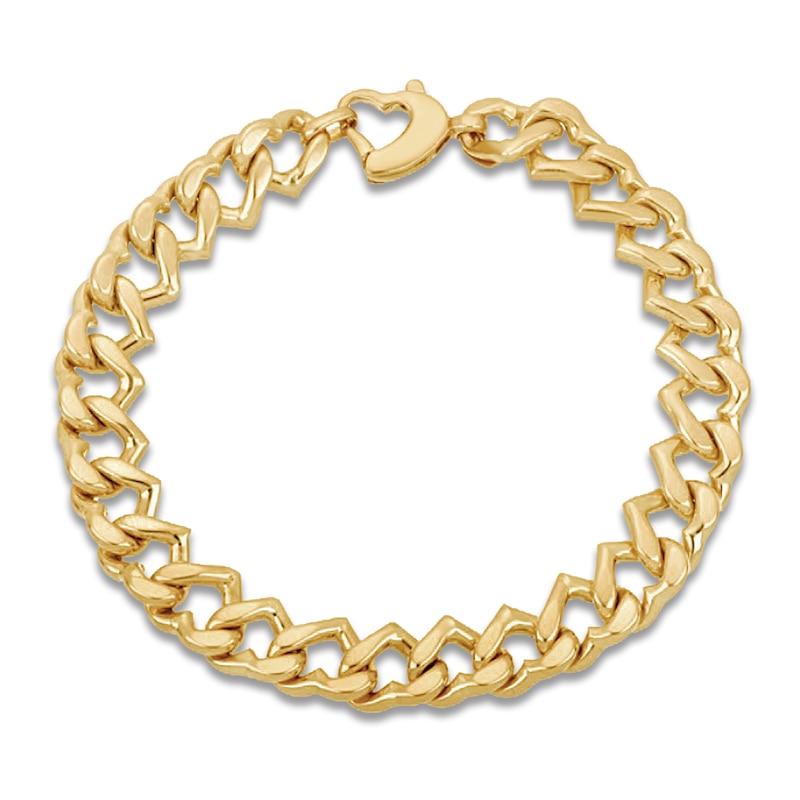 Main Image 1 of Italia D'Oro Hollow Heart Link Bracelet 8.9mm 14K Yellow Gold 7.5&quot;