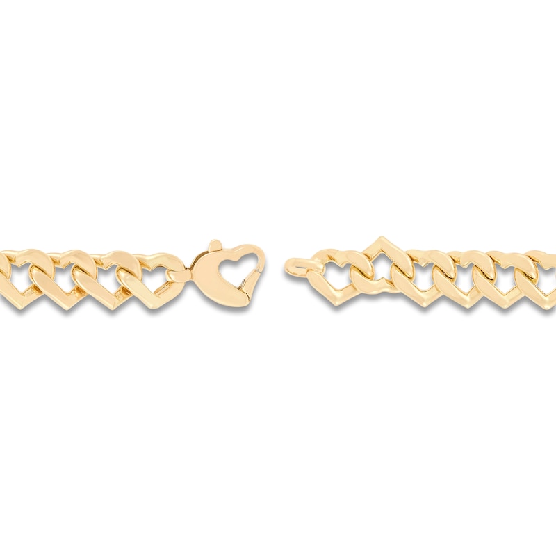 Main Image 2 of Italia D'Oro Hollow Heart Link Bracelet 8.9mm 14K Yellow Gold 7.5&quot;