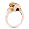 Thumbnail Image 4 of Cushion-Cut Natural Citrine, Morganite, Rhodolite Garnet & Diamond Cocktail Ring 1/20 ct tw 14K Rose Gold