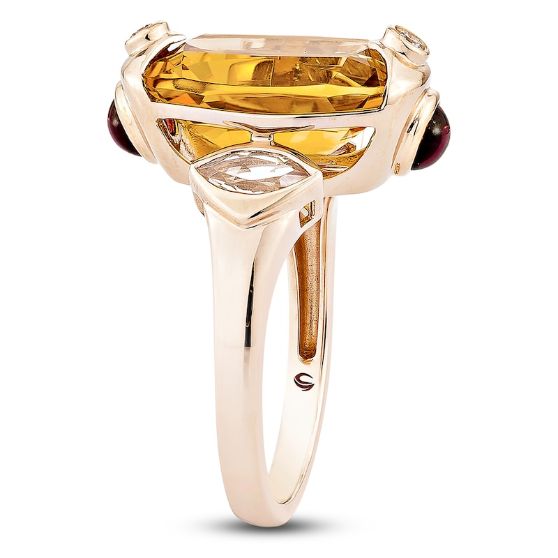 Main Image 5 of Cushion-Cut Natural Citrine, Morganite, Rhodolite Garnet & Diamond Cocktail Ring 1/20 ct tw 14K Rose Gold