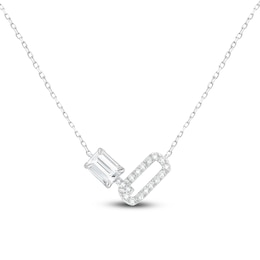 Emerald-Cut Lab-Created Diamond Link Necklace 2 ct tw 14K White Gold 18&quot;