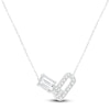 Thumbnail Image 2 of Emerald-Cut Lab-Created Diamond Link Necklace 2 ct tw 14K White Gold 18&quot;