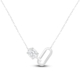 Oval-Cut Lab-Created Diamond Link Necklace 1/2 ct tw 14K White Gold 18&quot;