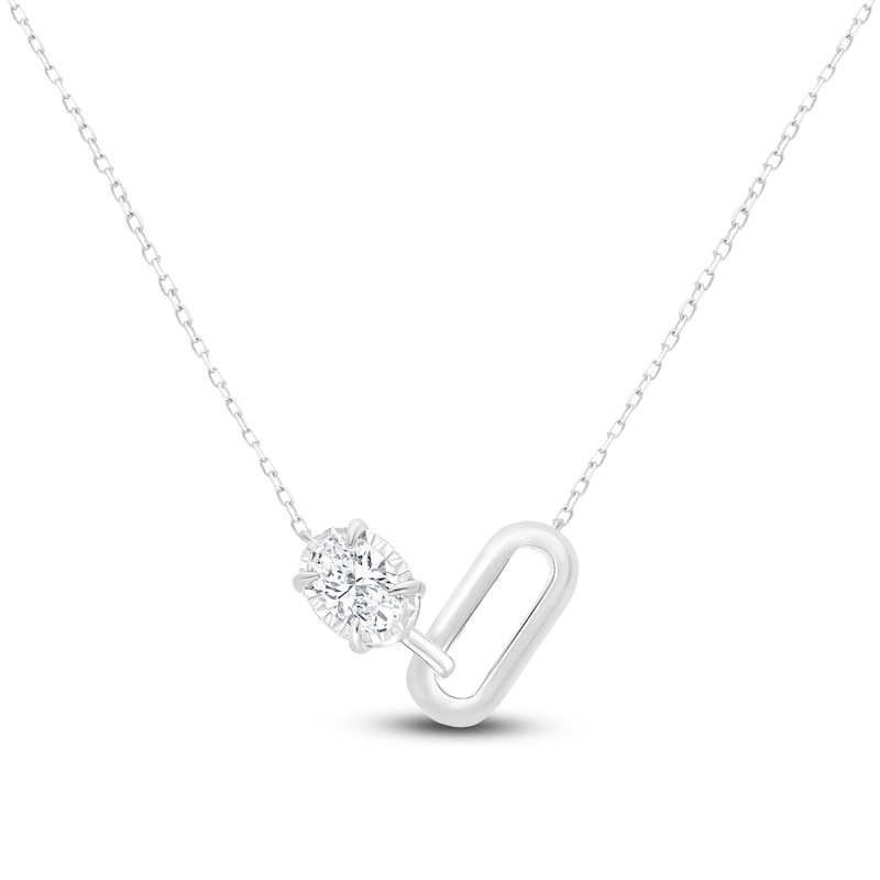 Main Image 1 of Oval-Cut Lab-Created Diamond Link Necklace 1/2 ct tw 14K White Gold 18&quot;