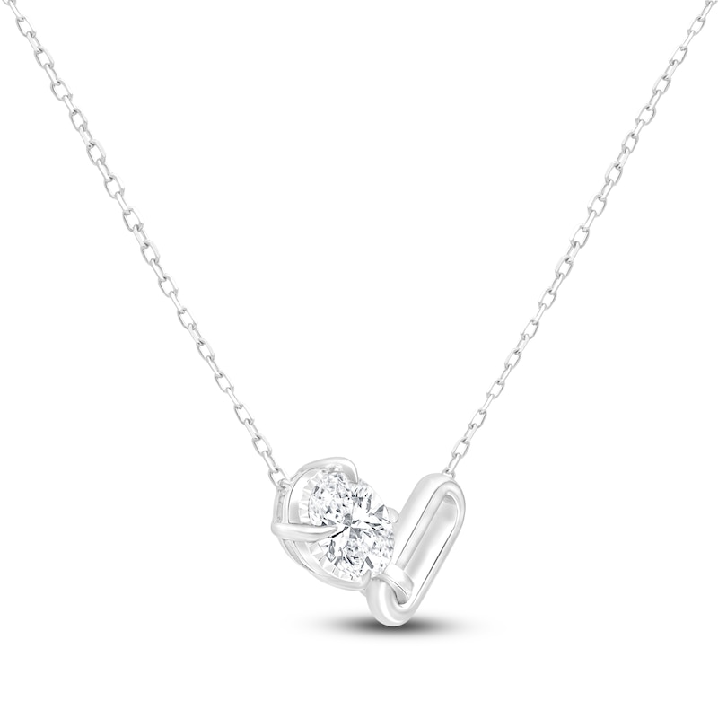 Main Image 2 of Oval-Cut Lab-Created Diamond Link Necklace 1/2 ct tw 14K White Gold 18&quot;