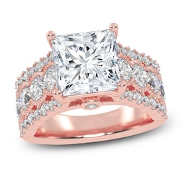 Princess-Cut Lab-Created Diamond Engagement Ring 4-3/4 ct tw 14K Rose Gold