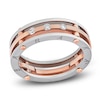 Thumbnail Image 1 of Baraka Men's Diamond Three-Stone Ring 1/6 ct tw Stainless Steel & 18K Rose Gold