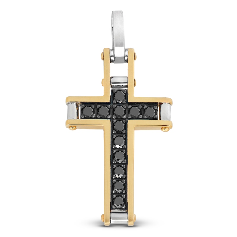 Main Image 1 of Baraka Men's Black Diamond Cross Charm 5/8 ct tw 18K Two-Tone Gold