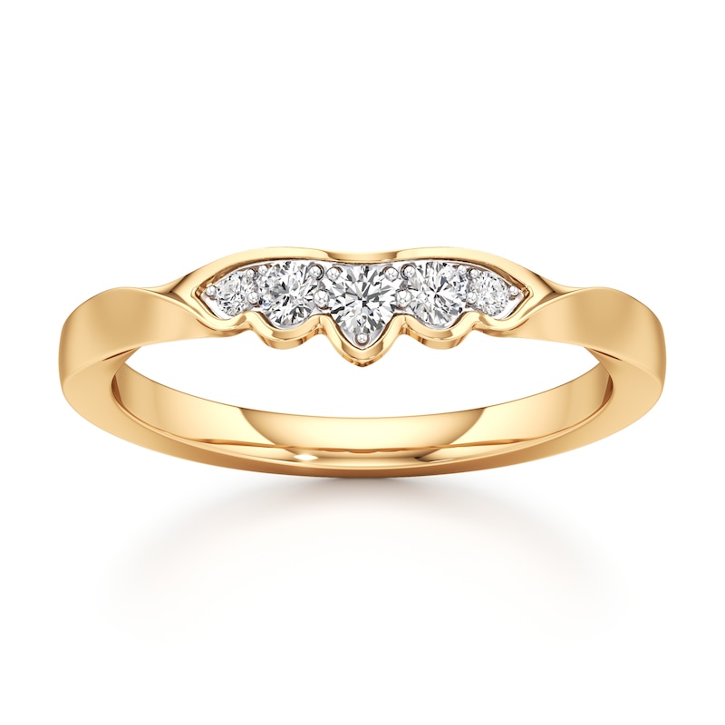 Main Image 1 of J'Lure Lab-Created Diamond Scalloped Wedding Band 1/6 ct tw 18K Yellow Gold