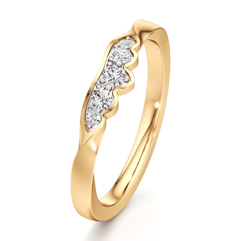 Main Image 4 of J'Lure Lab-Created Diamond Scalloped Wedding Band 1/6 ct tw 18K Yellow Gold