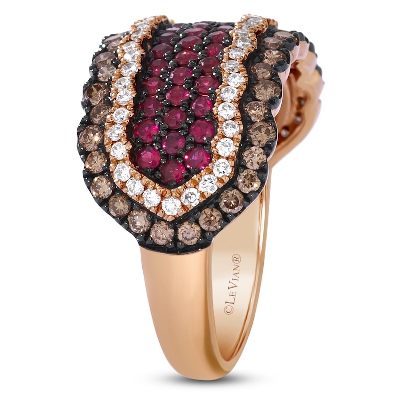 Main Image 3 of Le Vian Natural Ruby Ring 1 ct tw Diamonds 14K Strawberry Gold