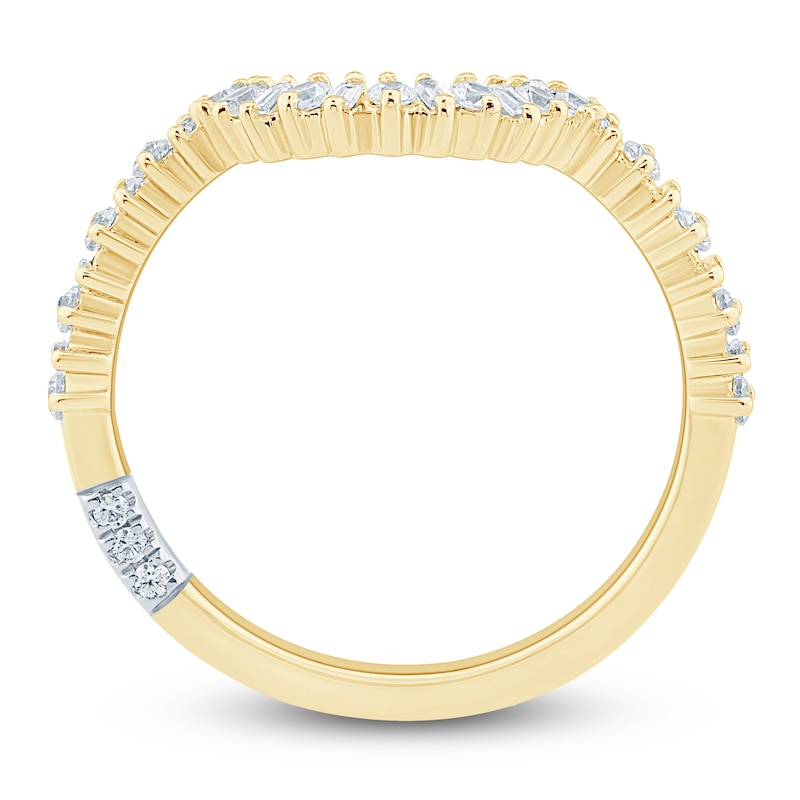 Main Image 4 of Pnina Tornai Baguette & Round-Cut Diamond Contour Anniversary Ring 1/3 ct tw 14K Yellow Gold