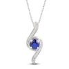 Thumbnail Image 1 of Blue Lab-Created Sapphire & Diamond Swirl Necklace 1/15 ct tw Sterling Silver 18&quot;