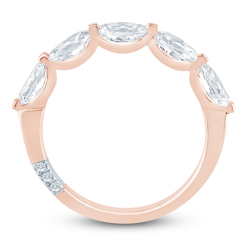 Main Image 4 of Pnina Tornai Oval-Cut Lab-Created Diamond Five-Stone Anniversary Ring 1-1/2 ct tw 14K Rose Gold