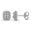 Thumbnail Image 1 of Diamond Stud Earrings 1/3 ct tw Round/Baguette 14K White Gold