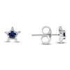 Thumbnail Image 0 of Natural Blue Sapphire Star Stud Earrings 1/20 ct tw Diamonds 14K White Gold