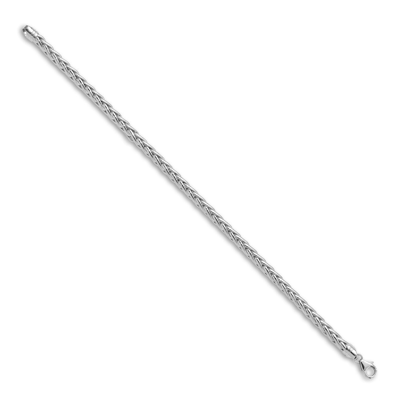 Men's Hollow Wheat Chain Bracelet 14K White Gold 5.0mm 8.25"