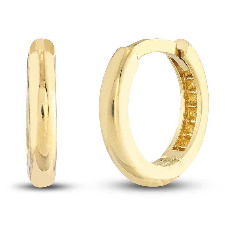 Polished Round Huggie Earrings 14K Yellow Gold 11.5mm