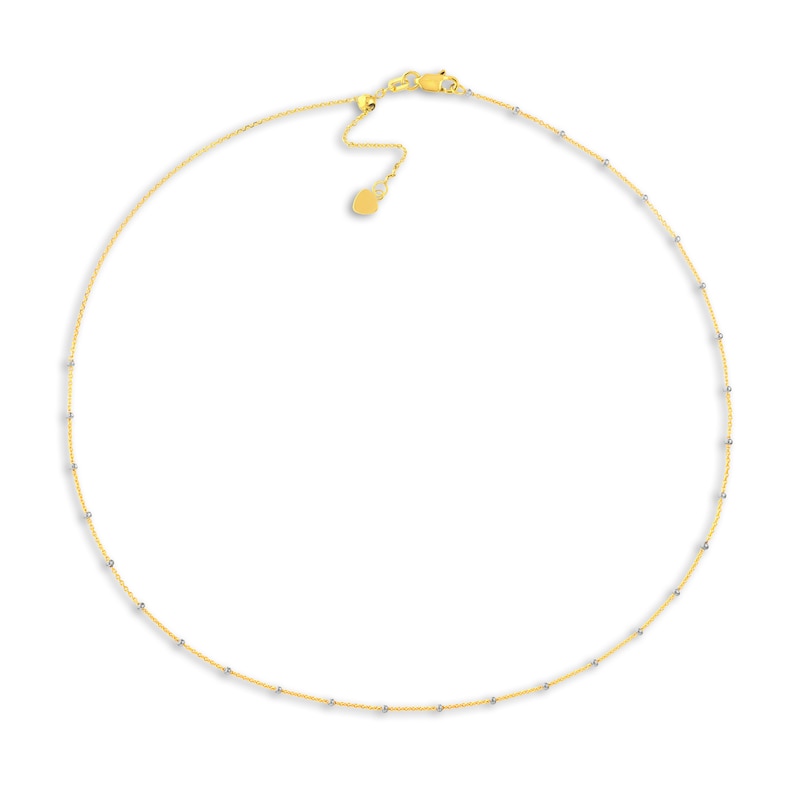 Main Image 1 of Saturn Solid Choker Necklace 14K Two-Tone Gold 13&quot; Adj.