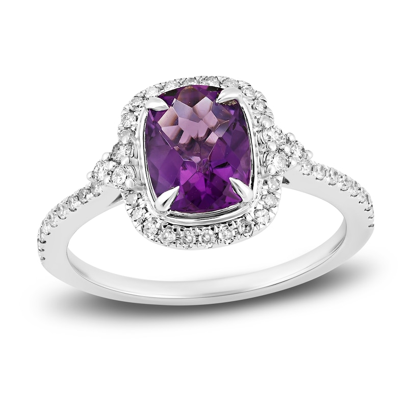 Natural Amethyst Engagement Ring 1/3 ct tw Diamonds 14K White Gold | Jared