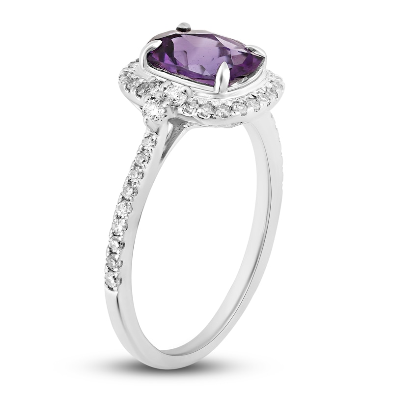 Main Image 2 of Natural Amethyst Engagement Ring 1/3 ct tw Diamonds 14K White Gold