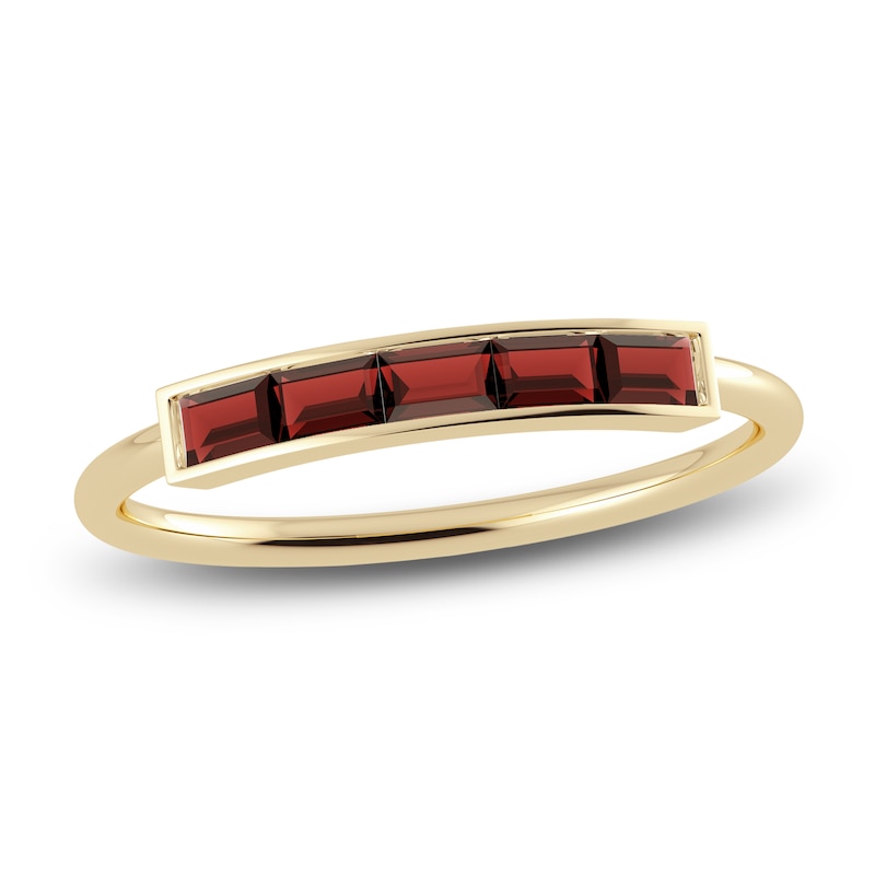 Main Image 1 of Juliette Maison Natural Garnet Baguette Bar Ring 10K Yellow Gold